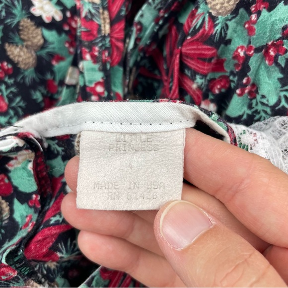 Little Princess Vintage Ruffle Floral Tulle Lace Red Green Black Dress Girl 4 - Picture 2 of 6